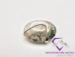 Wide Oval White Tree Moss Agate Pendant