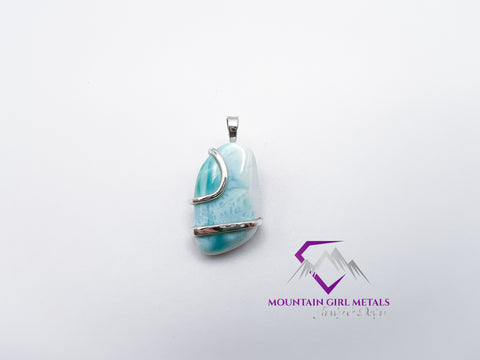Unique Shaped Larimar Pendant