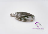 Tall Oval Tree Moss Agate Pendant