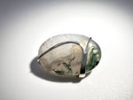 Wide Oval White Tree Moss Agate Pendant