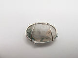 Wide Oval White Tree Moss Agate Pendant