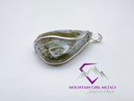 Pear Tree Moss Agate Pendant White & Green