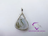 Pear Tree Moss Agate Pendant White & Green