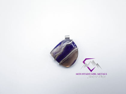 Triangle Purple Banded Onyx Pendant Handmade