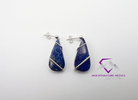 Teardrop Dangle Lapis Earrings
