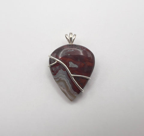 Pear Crazy Lace Agate Pendant