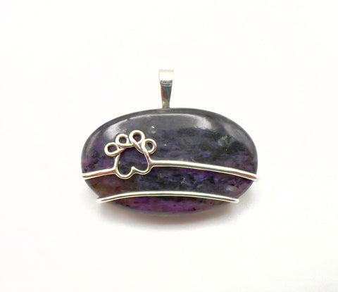Pawprint Charoite Oval Pendant