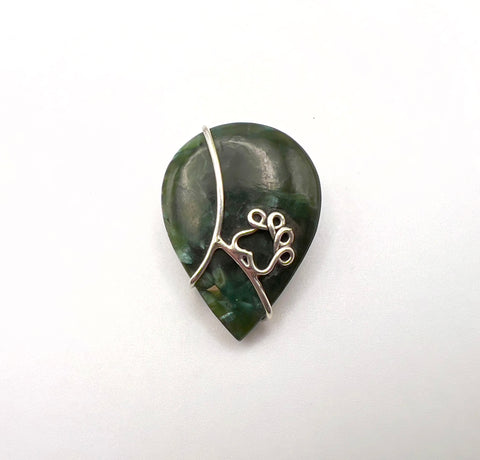 Pawprint Seraphinite Pear Pendant