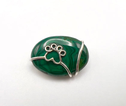 Pawprint Malachite Oval Pendant