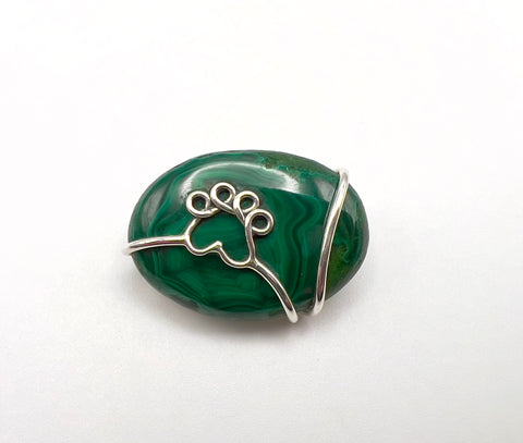 Pawprint Malachite Oval Pendant