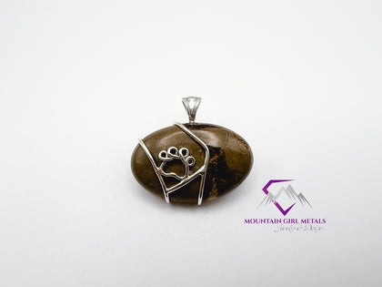Paw Print Septarian Oval Pendant